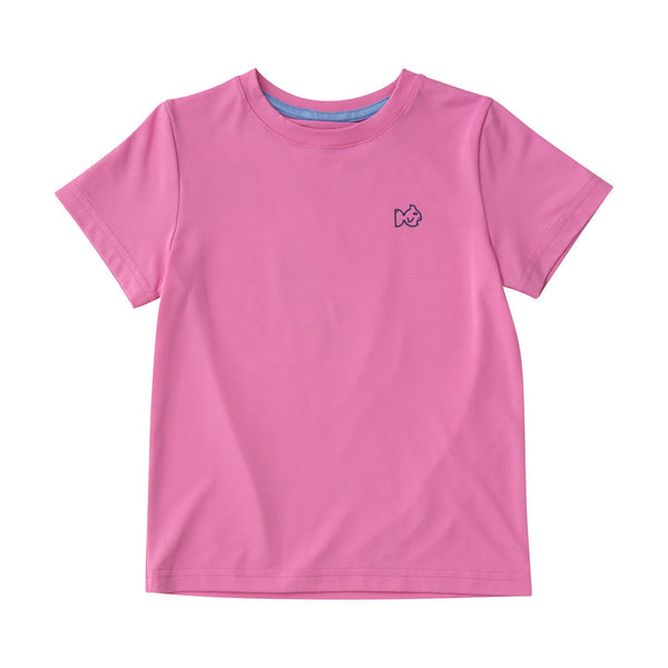 Girls Pro Performance Short Sleeve Fishing T-shirt in Fuchsia Pink Beach Lifeguard