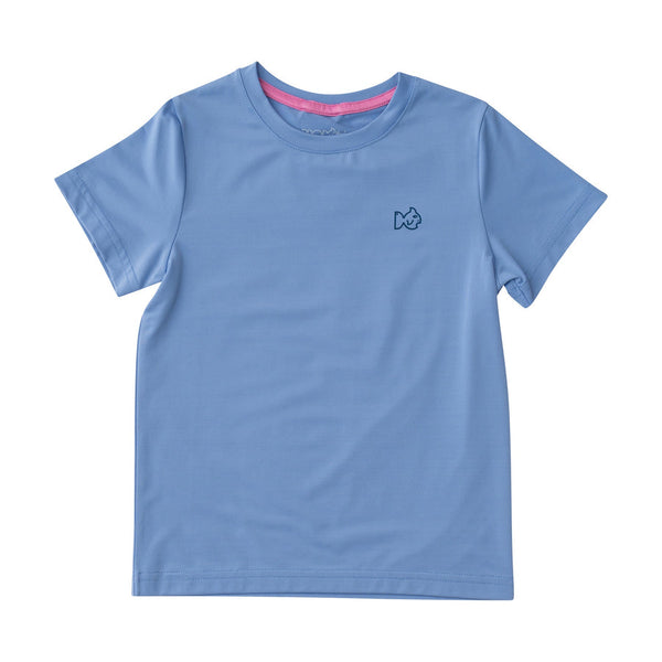 Girls Pro Performance Short Sleeve Fishing T-shirt in Coastline Blue Life's a Beach