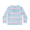 Girls Pro Performance Long Sleeve Fishing T-shirt Fuchsia Pink Multi Color Stripe Darlin Marlin