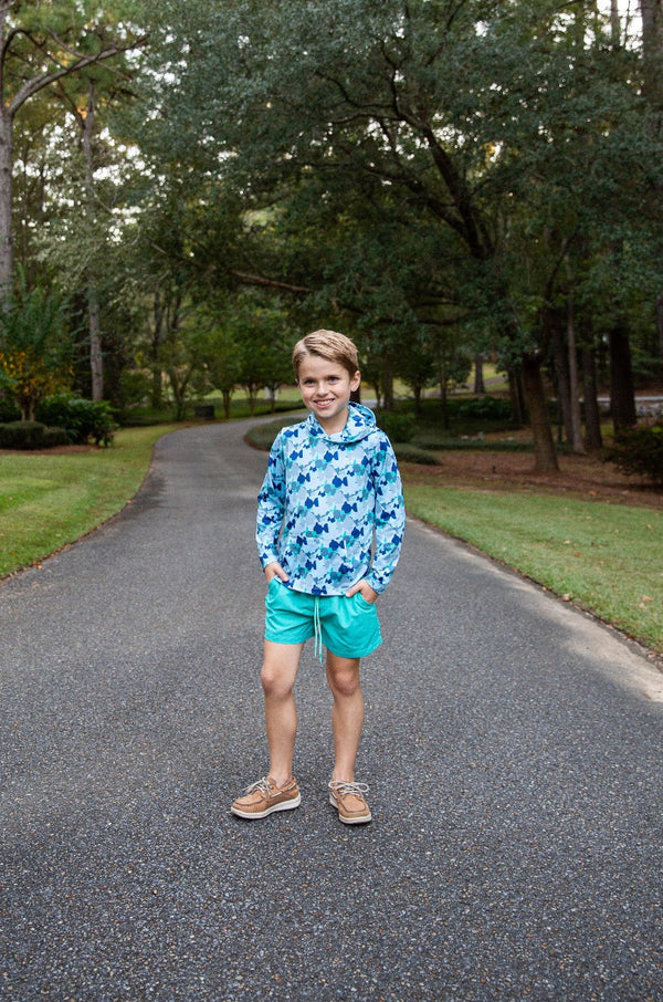 Kids Pro Performance Hoodie Fishing T-shirt in PRODOH Fish Camo White Marlin Fish