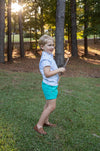 Boys Short Sleeve Pro Performance Polo in Fish Print on White