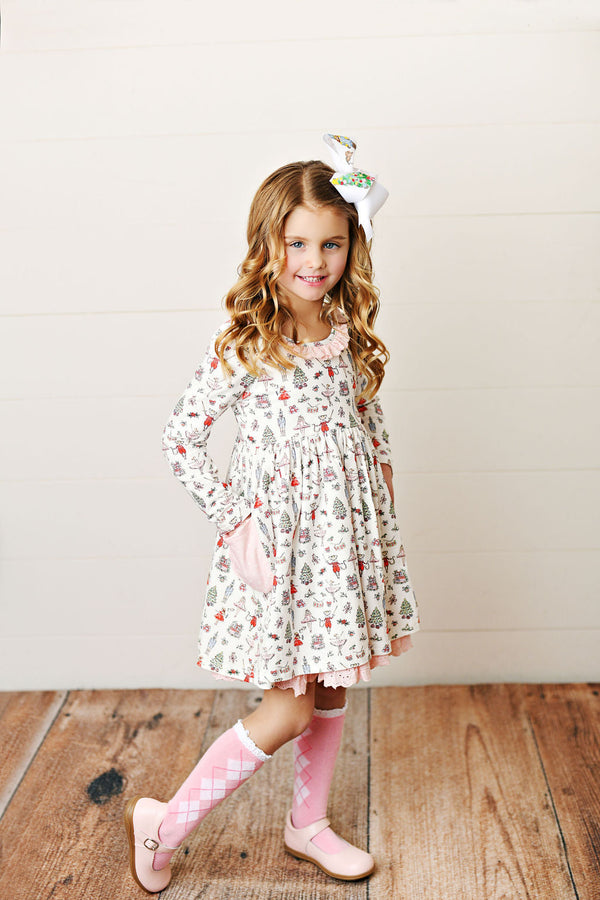 SWOON BABY NUTCRACKER EYELET TRIM POCKET DRESS