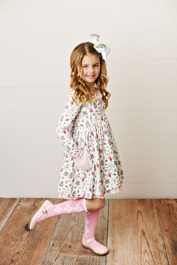 SWOON BABY NUTCRACKER EYELET TRIM POCKET DRESS