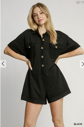 Collared Knit Mid Button Down Romper