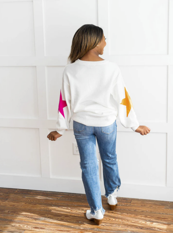 Long Sleeve Star Patterned Sweater Top