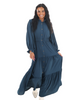 Puff Sleeve Button Down Tiered Woven Maxi Dress