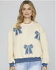 Long Sleeve Sweatshirt with Denim Bow Patches