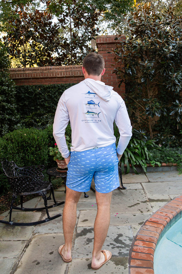 Mens Long Sleeve Pro Performance Fishing Hoodie T-shirt in Bright White