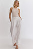 Solid High-Waisted Wide-Leg Pants Featuring Drawstring Waist W/POCKETS