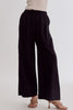 Solid High-Waisted Wide-Leg Pants Featuring Drawstring Waist W/POCKETS
