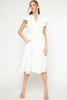 V-neck Short Sleeve Tiered Midi Dress