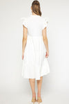 V-neck Short Sleeve Tiered Midi Dress