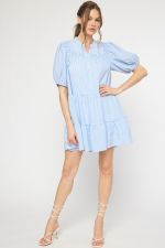 Printed Tiered Babydoll Dress W/Elasticized Cuff