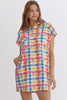 Color Blocked Collared Button Up Mini Dress