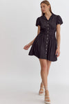 Denim Short Sleeve Button-Up Mini Dress