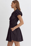 Denim Short Sleeve Button-Up Mini Dress