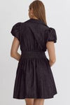 Denim Short Sleeve Button-Up Mini Dress