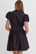 Denim Short Sleeve Button-Up Mini Dress