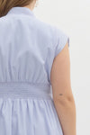 Solid N-Neck Sleeveless Midi Dress Dual Zipper at Front