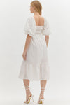 Solid Square Neckline SS Pullover Midi Dress