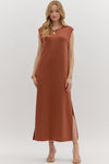 Solid Jersey Knit Pullover Midi Dress