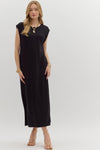 Solid Jersey Knit Pullover Midi Dress