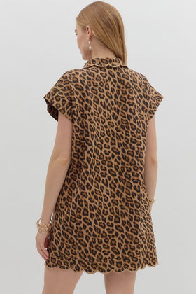 Leopard Print Cuff Band Mini Dress