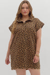 Leopard Print Cuff Band Mini Dress