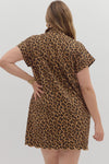 Leopard Print Cuff Band Mini Dress