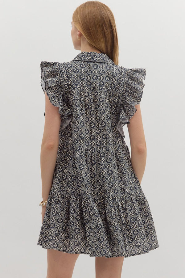 Medallion Multi-Pattern Tiered Mini Dress