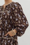 Floral Print Smocked Yoke V-Neck Mini Dress