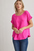 Scoop-Neck Top Featuring Permanent Rolled Sleeve Detail