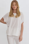 Solid Ribbed Round Neck Short Sleeve Top