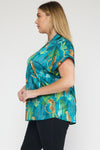 Satin Tropical Cheetah Print V-Neck Top