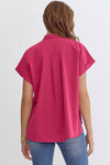 Solid Button Down Collared Top