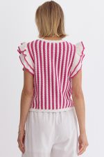 Striped Sleeveless Cropped Knit Top