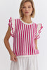 Striped Sleeveless Cropped Knit Top