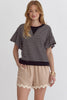 Striped Short Ruffled Sleeve Round Neck Top