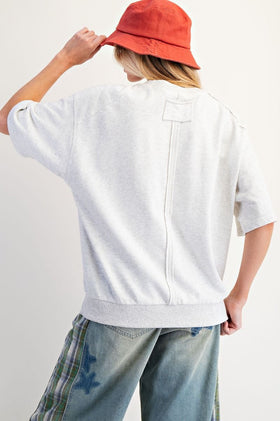 SHORT SLVS USA PATCH FRONT SOFT WASHED TERRY KNIT TOP