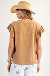 WING SLVS COTTON SLUB MINERAL WASHED KNIT TOP