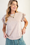 WING SLVS COTTON SLUB MINERAL WASHED KNIT TOP
