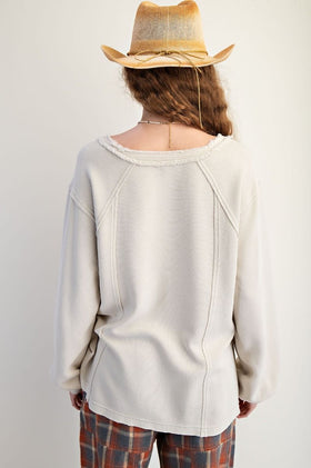 LS TEXTURED THERMAL MINERAL WASHED HENELY TOP