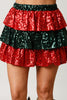 Color Block Sequin Tiered Skirt