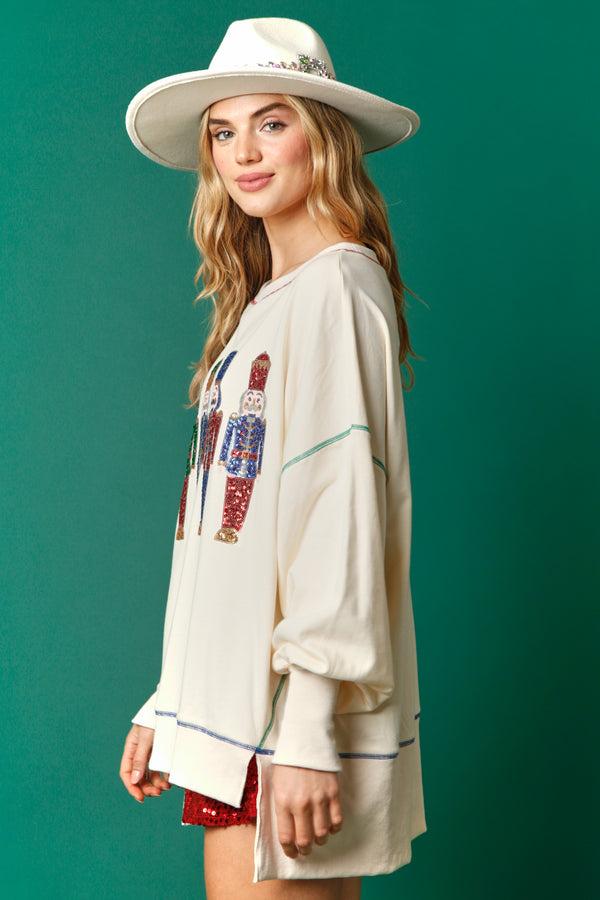 Sequin Nutcracker French Terry Sweatshirt