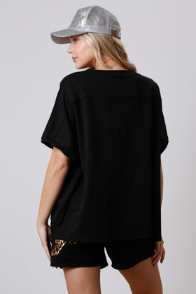 Sequin Tiger Knit Tee