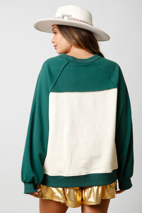 Color Block Sequin Christmas Sweatshirt