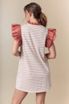 Stripe Mini Dress with Shorts Ruffled Sleeve