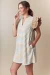 Stripe Mini Dress with Shorts Ruffled Sleeve