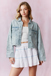 Bow Patterned Rhinestone Denim Jacket