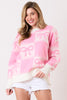 Square Pattern Loose Fit Poly Sweater